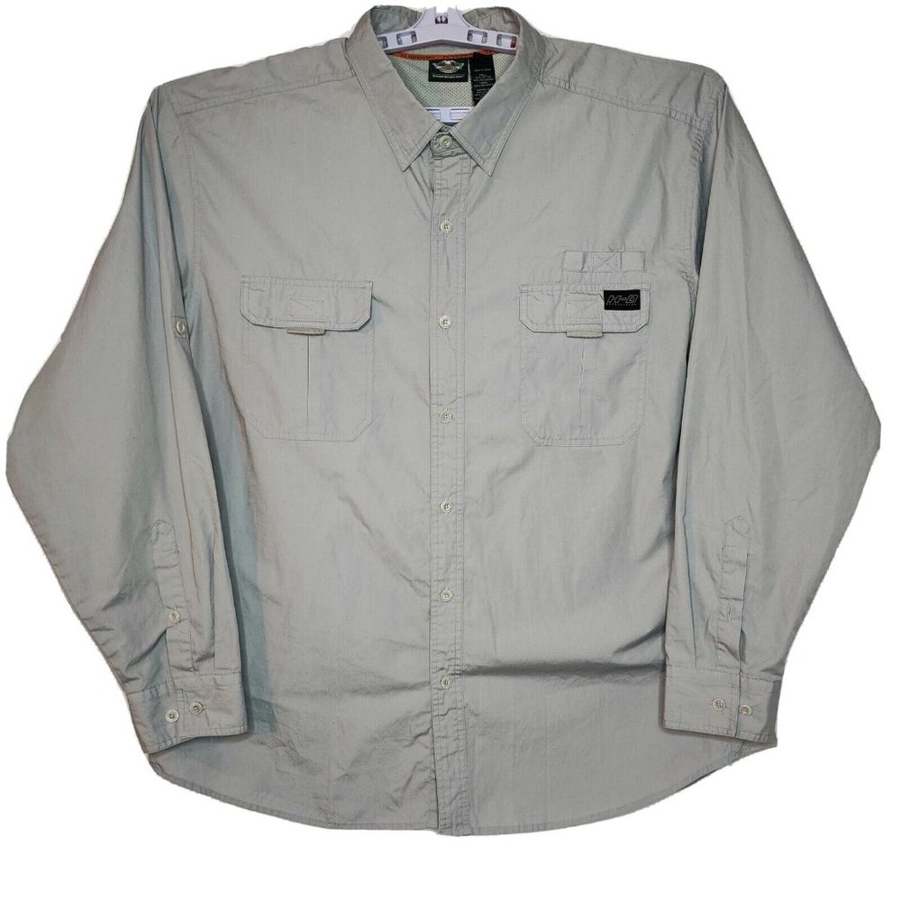 Harley Davidson Vented Rear Long Sleeve Shirt Roll Up Tabs Relaxed Fit 2XL